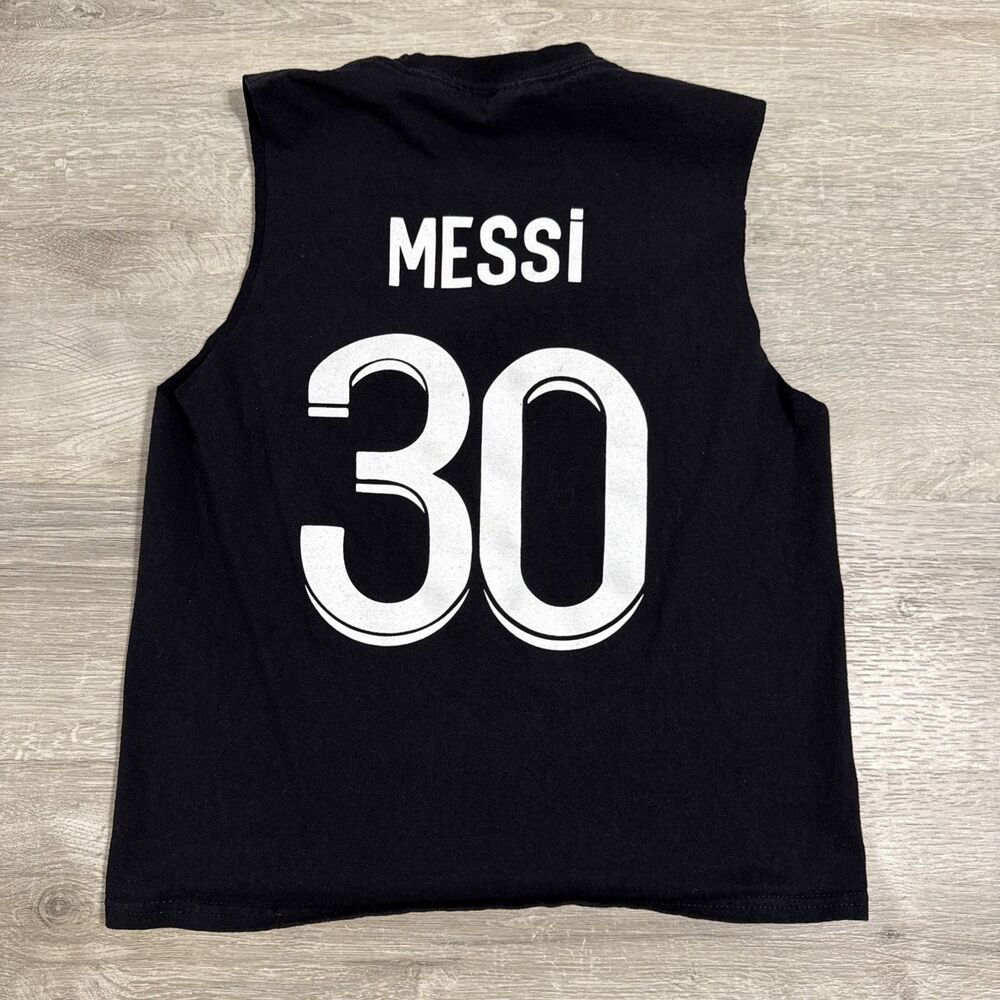 Lionel Messi Sleeveless Shirt Paris Saint-Germain PSG Soccer Boys Black Small
